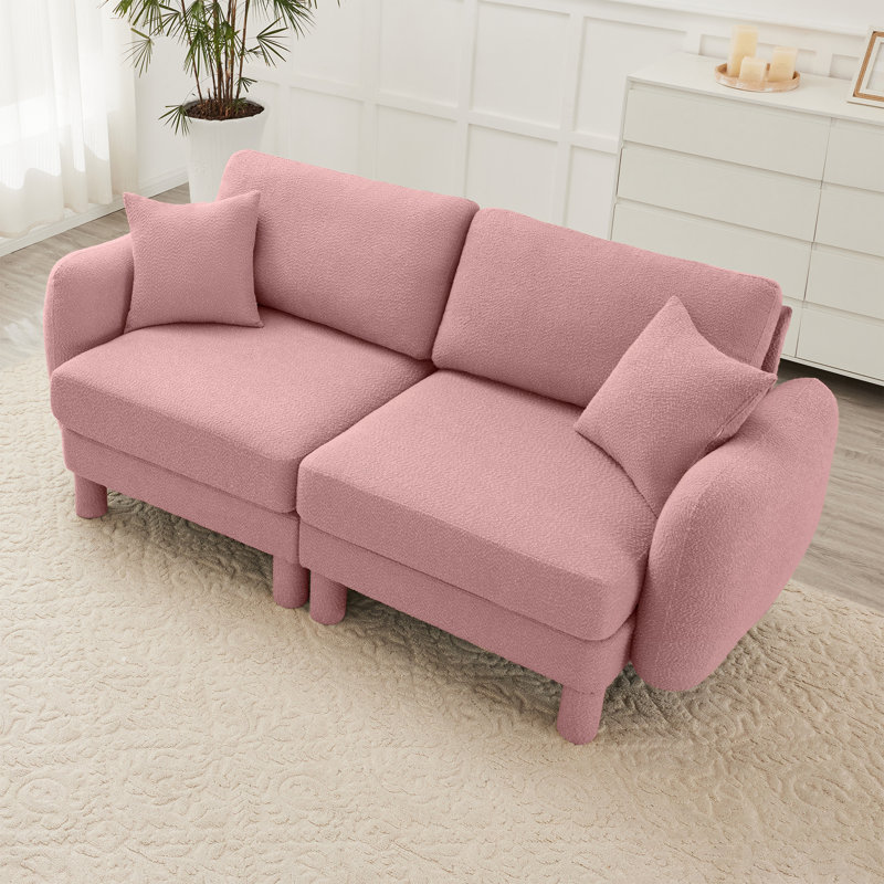 Canapé-lit 2 places en tissu Boucle, 35" H x 78" W x 35.8" D, 2, Rose