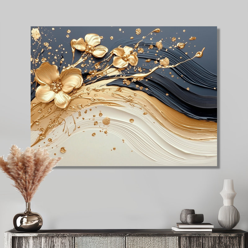 «Abstract Flower Whispering Winds I», impression murale en métal Floral, H 12 po x l 20 po