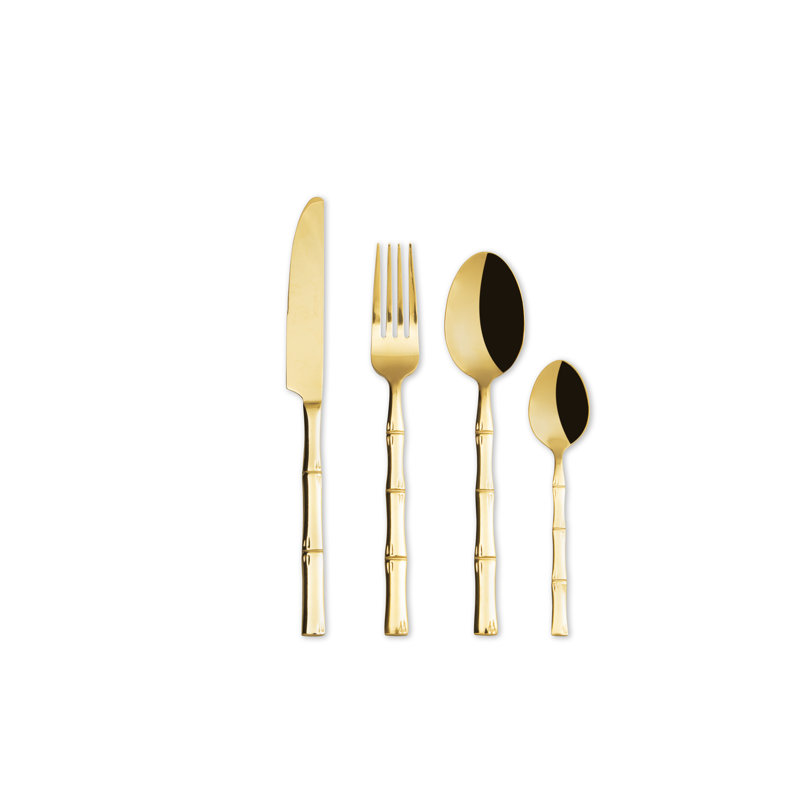 Excelsa Bambu' Copper Cutlery Set 24 Pieces, Gold