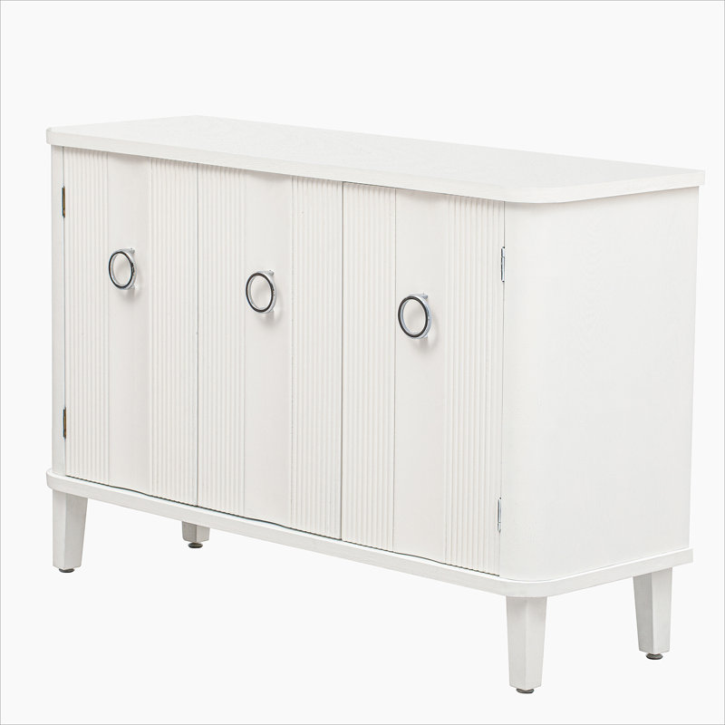 Cabinet Fraxinus Mandschuric simple et simple en placage de bois massif, Blanc
