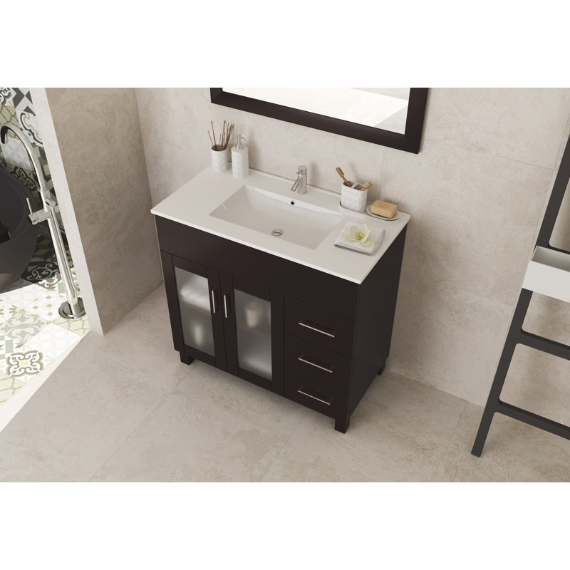 Ensemble de meuble-lavabo simple 35,83 ", Marron
