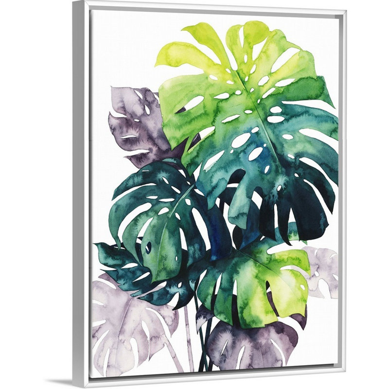 Art mural sur toile Twilight Palms IV, Toile avec cadre blanc, H 42 po x l 32 po