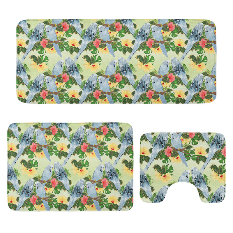 Multicolore ensemble de tapis en U et rectangulaires Hibiscus