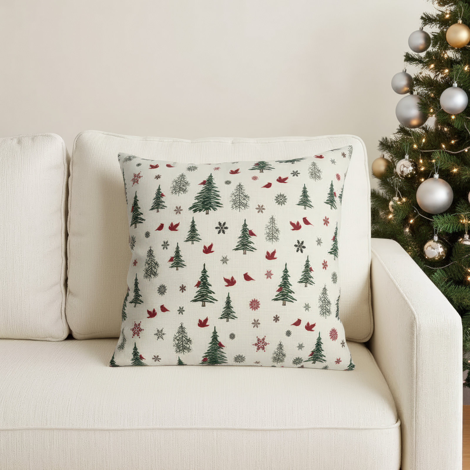 Nadalia Collection Christmas Tree Throw Pillow, Polyester/Polyfill