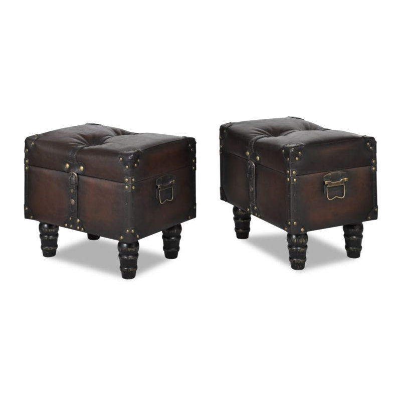 Storage Benches 3 pcs Dark Brown Solid Wood Pine & Faux Leather