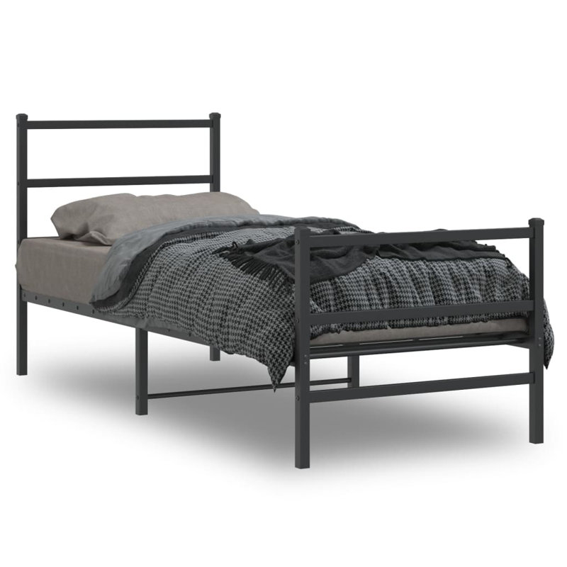 Metal Bed, 80 x 200 cm, Black