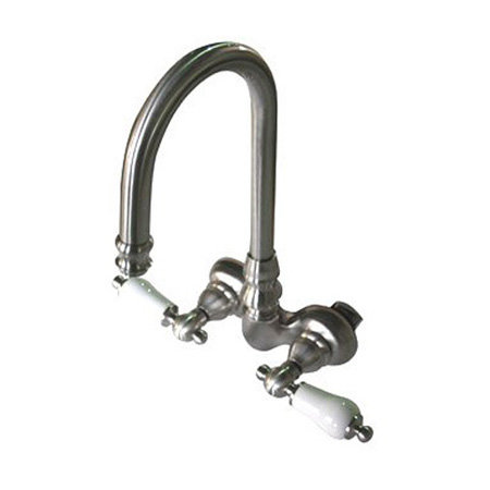 Hot Springs Double Handle Wall Mounted Clawfoot Tub Faucet, Satin Nickel