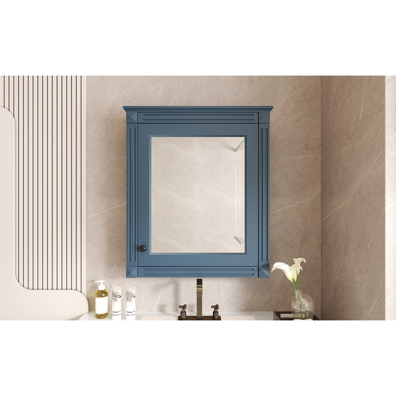 Armoire de rangement de salle de bain 24 po x 27 po avec miroir, fixation murale, tablettes réglables, économiseur d'espace, articles de salle de bain modernes et économiseur, salle de bain