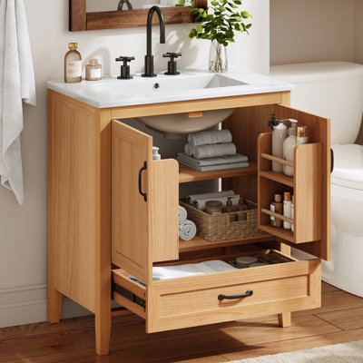 Meuble-lavabo naturel 30 po avec lavabo en céramique