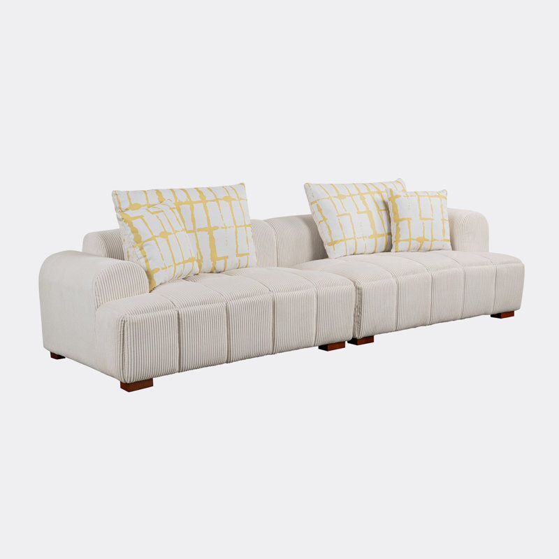 Ripal 103.9'' Corduroy Sofa, Beige Corduroy