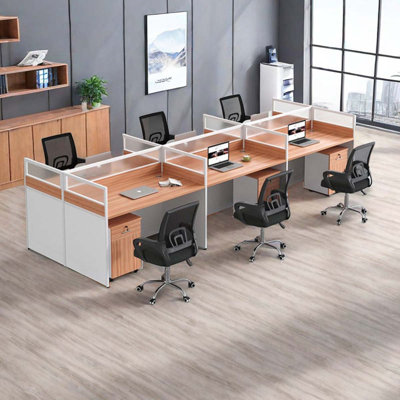 Sydonia Rectangle 6 Person Partition Desk with Cable Management