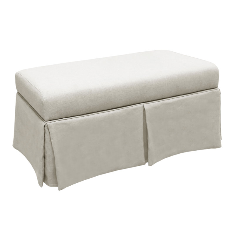 Delvale Linen Blend Upholstered Storage Bench, Classic Talc Linen