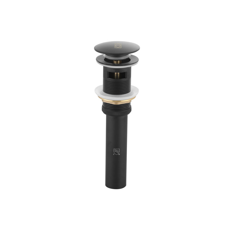 Pop-up bathroom sink drain with overflow in Polished Chrome, Matte Black