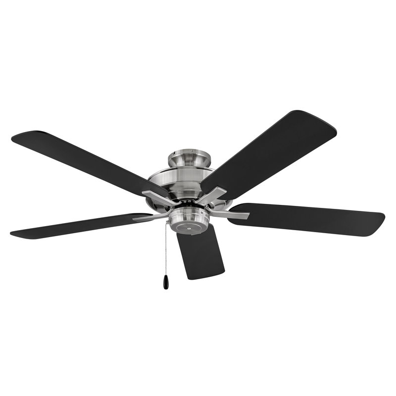 52" Metro 5 - Blade Standard Ceiling Fan with Pull Chain, Brushed Nickel with Silver Blades