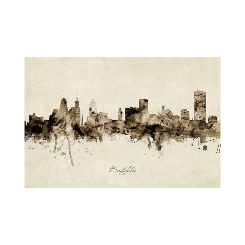 Buffalo New York Skyline by Michael Tompsett - Wrapped Canvas Painting, 20.32 cm H x 30.48 cm W