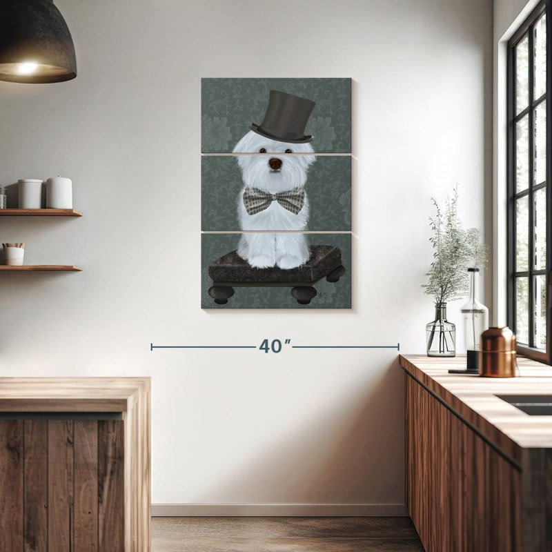 Brampt Maltese With Top Hat, 38" H x 24" W