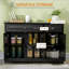 Buffet Buffet, panneau de fibres à densité moyenne noir moderne avec 2 tiroirs Tablettes réglables | Armoire à café
