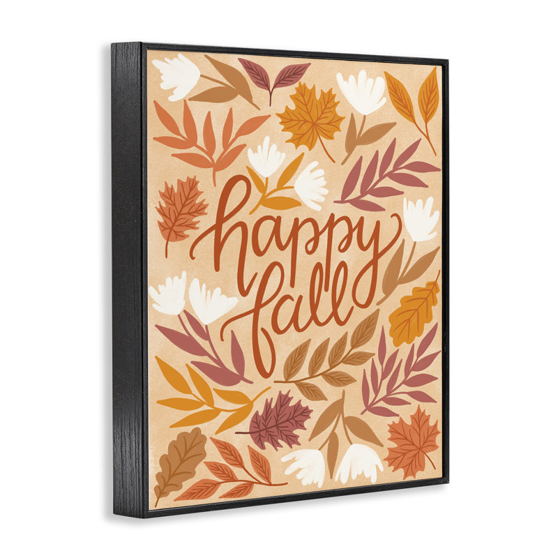  «Happy Fall on Leaves», estampe numérique par Taylor Shannon Designs, H 14 po x l 11 po, Giclée encadrée noir minuit
