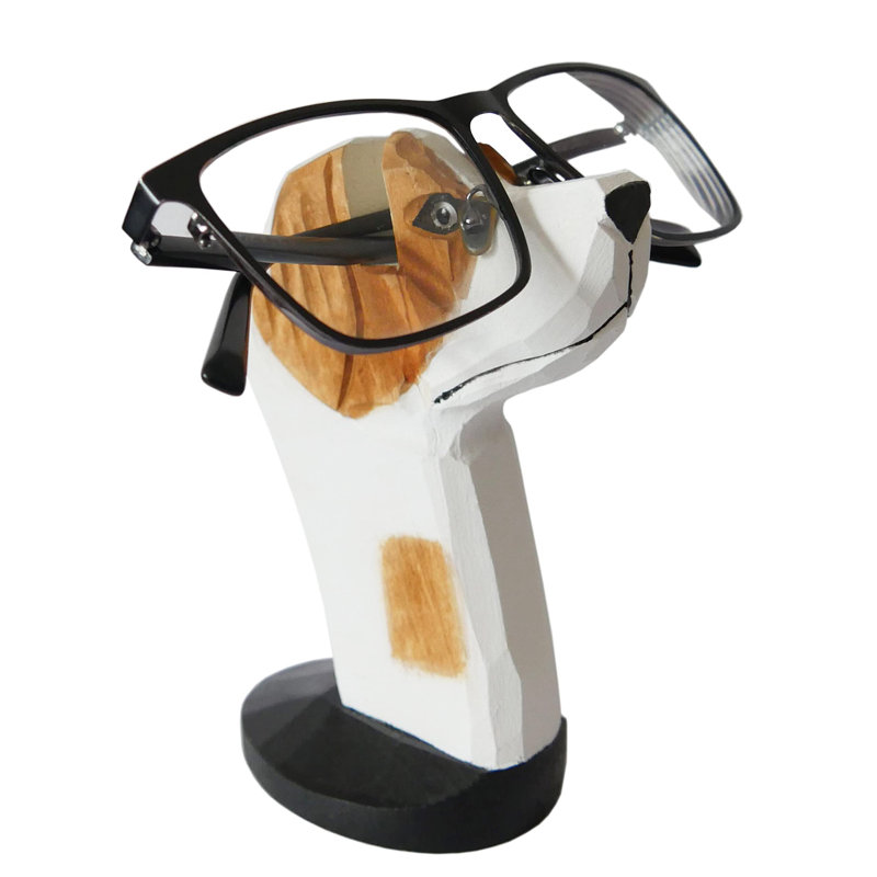Porte-lunettes animal en bois sculpté à la main, présentoir de lunettes de soleil mignon, table de chevet bureau à domicile (chien)