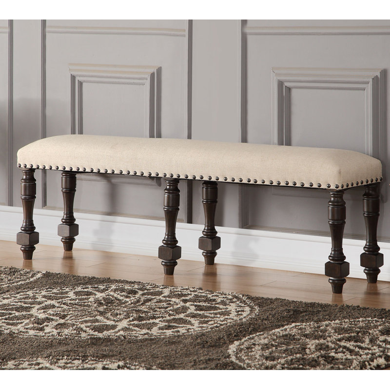Elhaam Linen Blend Upholstered Bench, Espresso