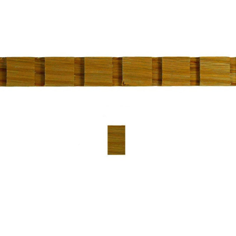 Moulure dentelée de 3/4 po de hauteur x 5/16 po. Sans finition, L 0,75 po x H 0,31 po x P 42 po, Chêne rouge