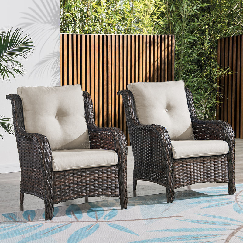 Chaise de patio avec coussins Tonry, Brun, Beige
