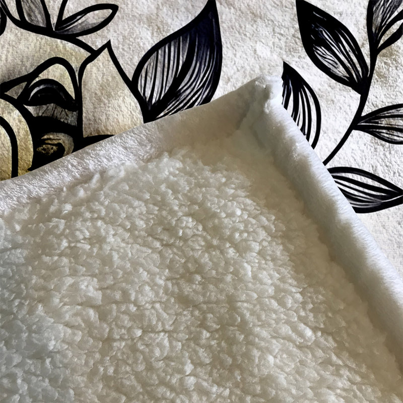 Throw Blanket, 51" W x 60" L, Floral/Abstract, Black/Gray/Tan