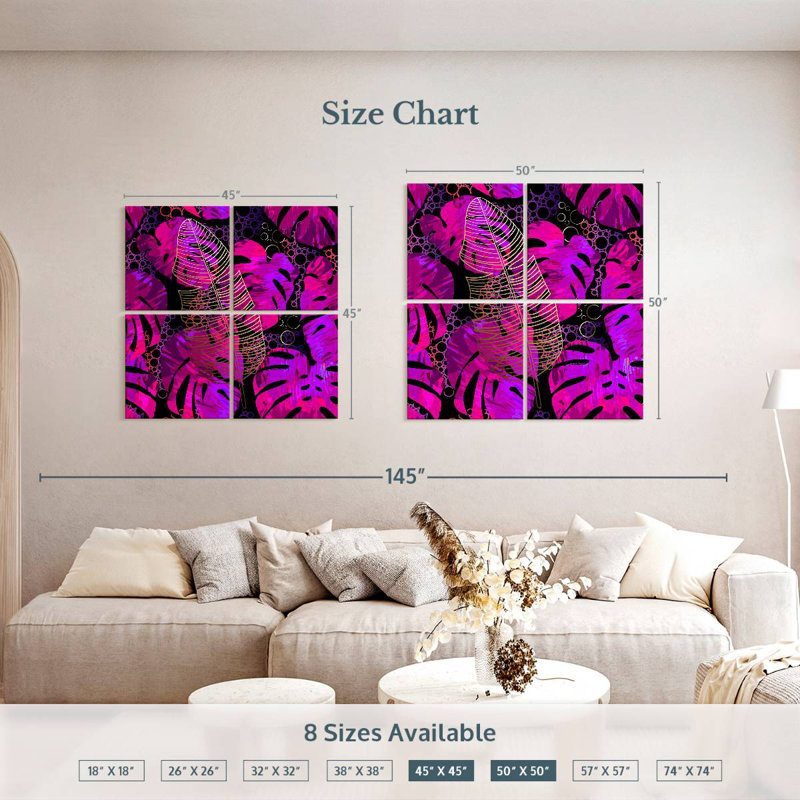 Harnek Hot Pink Monstera, 50" H x 50" W