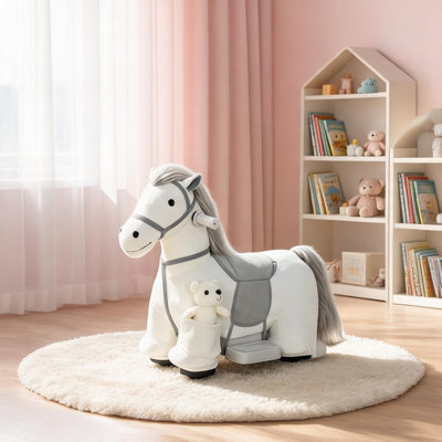 Les produits pour bébé doux et moelleux pour bébé roulent, combinant un siège bas de 10,2 po, une structure en métal et un poney à piles gris de 6 V