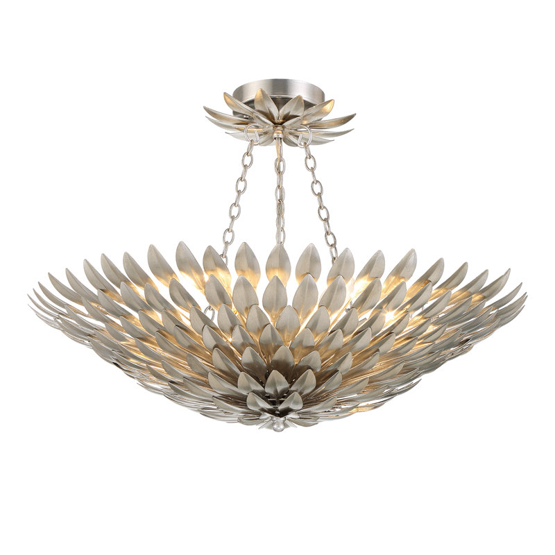 Plafonnier semi-encastré Margo, Argent argent, Six lumières, H 6 pi x l 24,5 po x P 24,5 po