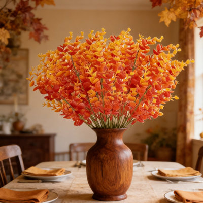 6 faisceaux de plantes d'eucalyptus artificiels, tiges de soie artificielle résistantes aux rayons UV pour un décor intérieur extérieur