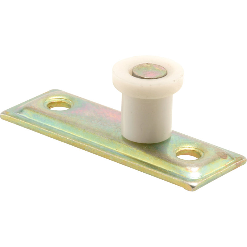 Guide de rouleau de porte pliable en deux, base en acier estampé, guide de rouleau en nylon (paquet simple)