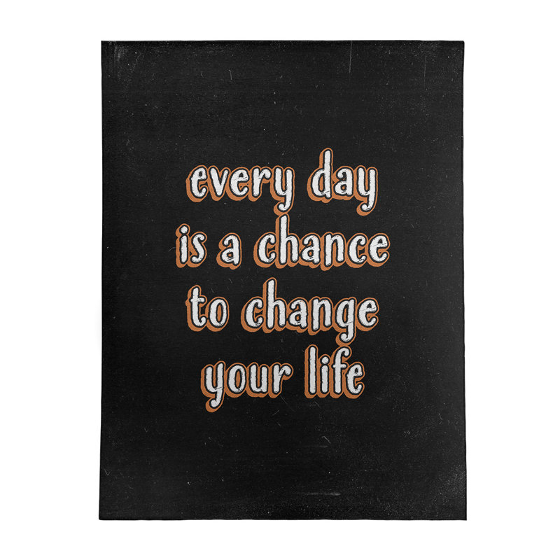Tapis en chenille de polyester de style tableau noir Quotes, Rectangle 8 pi x 10 pi