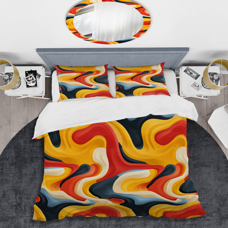 Ensemble de housse de couette jaune et rouge Popart, Housse de couette pour très grand lit et 2 très