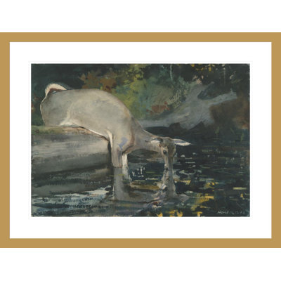«Deer Dr potable» par Winslow Homer - impression giclée encadrée