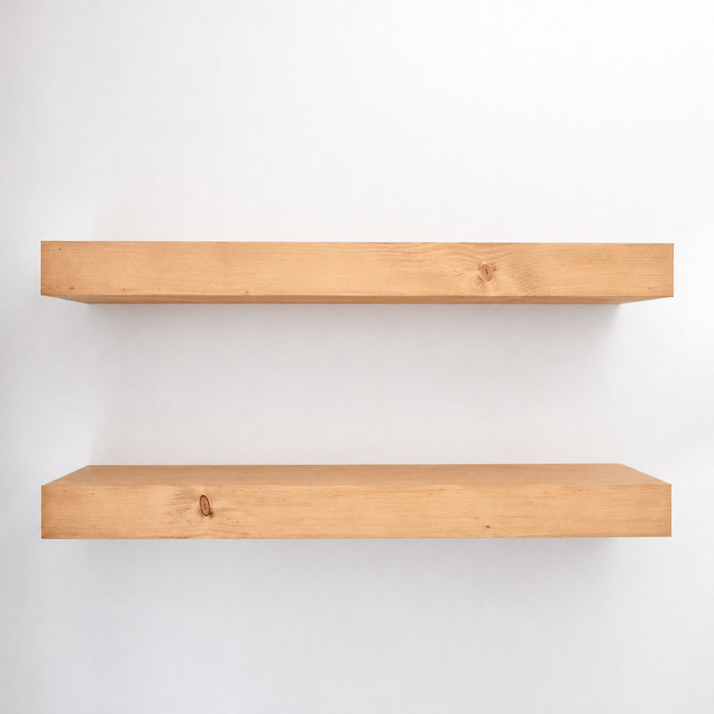 Midwood Hand Carved Rustic Shelves 3.5" Thick, 3" H x 24" W x 10" D, Natural