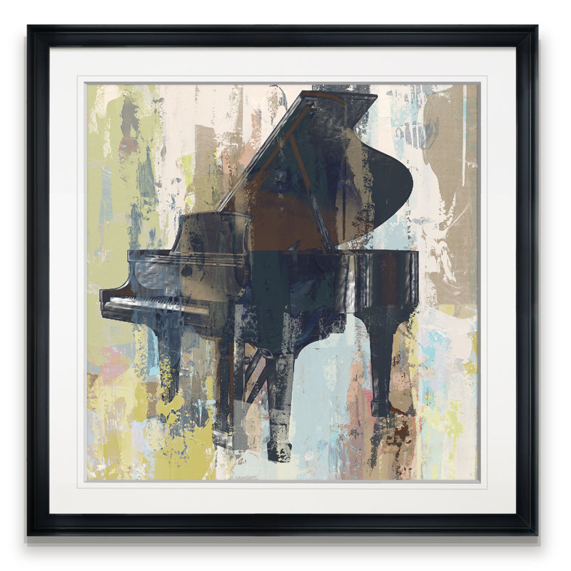 « rouge-gorge de piano »-impression de peinture, H 16 po x l 16 po x p 1,5 po, Cadre noir