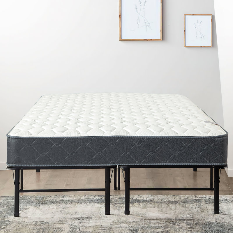Matelas hybride à ressorts ensachés de 9 po et lit plateforme en métal 14 po Campbelltown, Simple