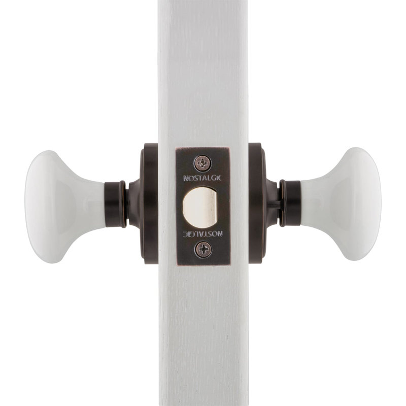 Classic Rosette with White Porcelain Door Knob, Timeless Bronze, 2-3/8"