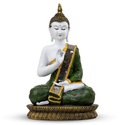 Dolories Small Polyresin Buddha Statue - Green For Meditation & Zen Decor -  Bungalow Rose, FB7EA9E338364032A100542345F2DB34