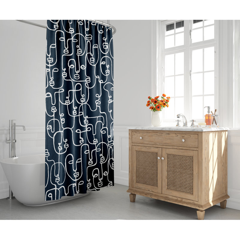 Rideau de douche Evie, Bleu marine / blanc