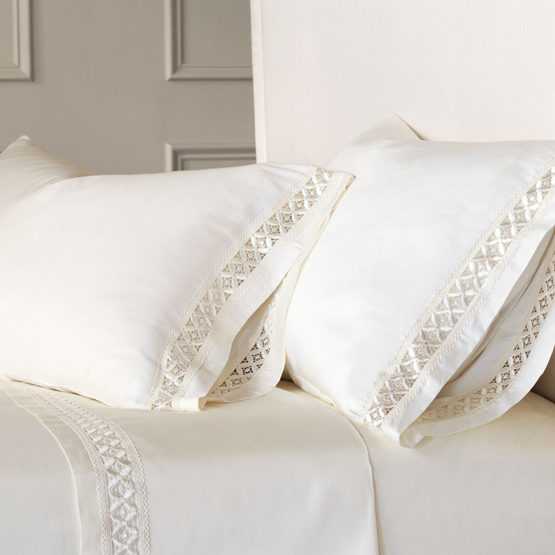 Juliet Flat Sheet, King Flat Sheet, Ivory/Ivory