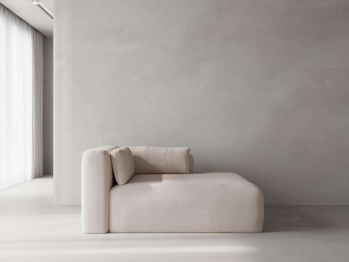 Freddie Linen Upholstered Chaise Lounge, Nevis Ivory