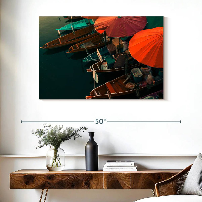 Marché flottant Mehar en Thaïlande, H 26 po x l 39 po