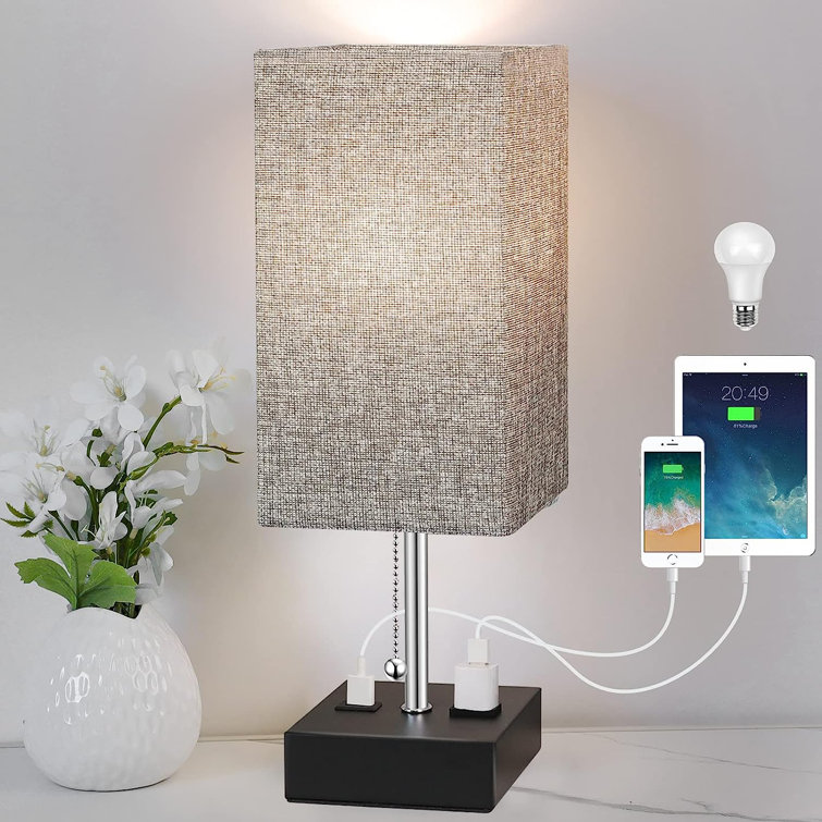 Ebern Designs Lampe de chevet à température 3 couleurs avec port