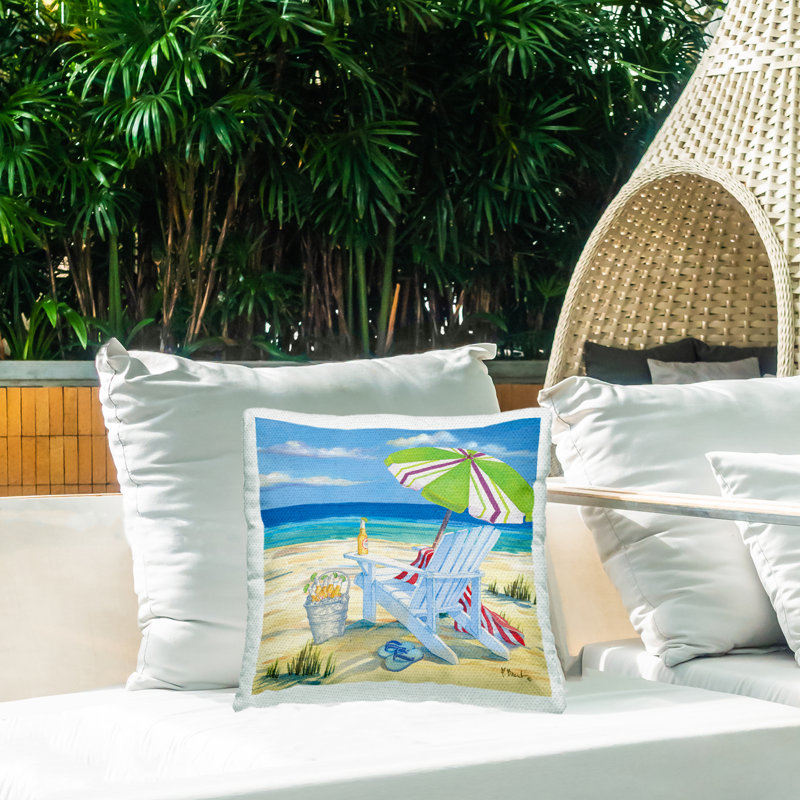 Coussin décoratif d'extérieur Nautical Beach Scene par Paul Brent
