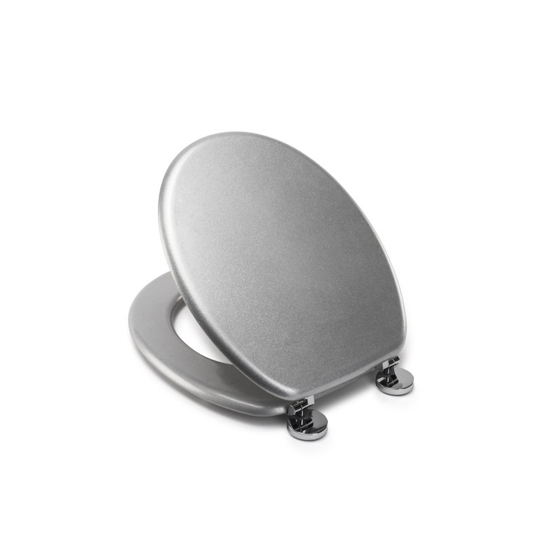 Flexi-Fix Quartz Toilet Seat - Adjustable Hinges with Top & Bottom Fixings Included and Rust & Stain Free Chrome Hinge Covers, Antibacterial Treated Surface (Glitter)