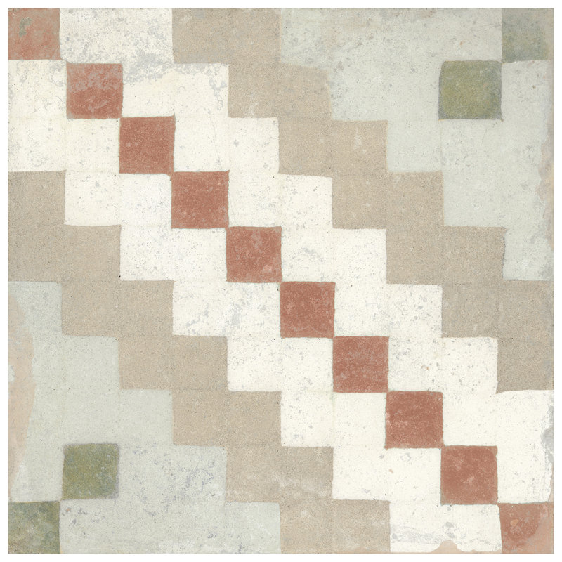 Kings Valentia 8-3/4 In. X 8-3/4 In. Porcelain Floor And Wall Tile, Beige/Red