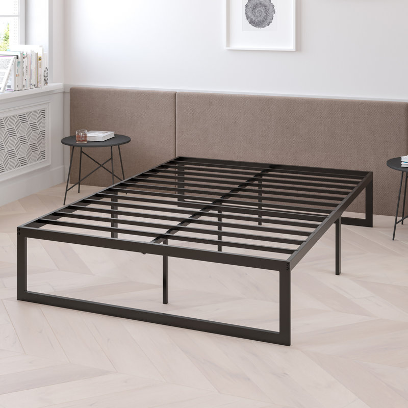 Base de lit plateforme en métal 14 pouces Tabares / support de lattes en acier / aucun sommier nécessaire, Très grand