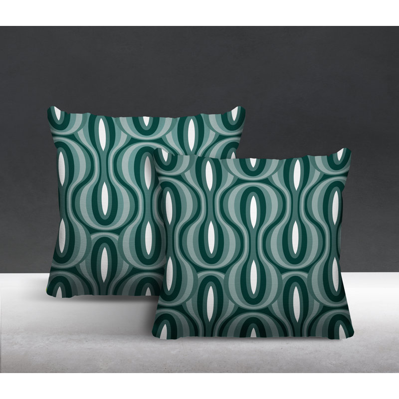 Coussin décoratif intérieur / extérieur Ikat, L 19 po x H 19 po, Émeraude